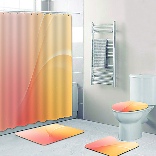 Simple Pink Yellow Digital Printing Four-piece Set Shower Curtains And Hooks Modern Polyester Machine Made Waterproof Bathroom
Simple Pink Yellow Digital Printing Four-piece Set Shower Curtains And Hooks Modern Polyester Machine Made Waterproof Bathroom