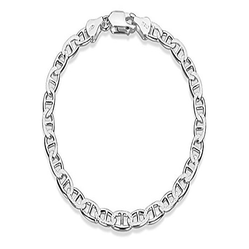 5.3mm diamond-cut silver flat mariner chain bracelet, 8 inches jewelry cloth & pouch
5.3mm diamond-cut silver flat mariner chain bracelet, 8 inches jewelry cloth & pouch