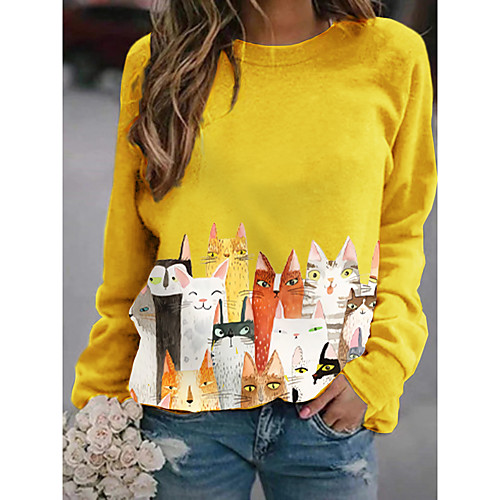 Women's Hoodie Sweatshirt Cartoon Cat Graphic Daily Basic Casual Hoodies Sweatshirts Yellow Gray White
Women's Hoodie Sweatshirt Cartoon Cat Graphic Daily Basic Casual Hoodies Sweatshirts Yellow Gray White