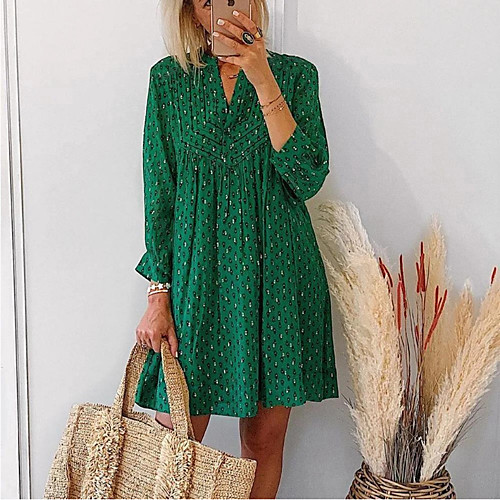 Women's Chiffon Dress Short Mini Dress Green 3/4 Length Sleeve Print Print Spring Summer Shirt Collar Casual vacation dresses Lantern Sleeve Loose 2021 S M L XL XXL
Women's Chiffon Dress Short Mini Dress Green 3/4 Length Sleeve Print Print Spring Summer Shirt Collar Casual vacation dresses Lantern Sleeve Loose 2021 S M L XL XXL
