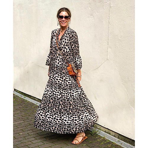 Women's Swing Dress Maxi long Dress White Black 3/4 Length Sleeve Print Print Spring Summer Shirt Collar Casual vacation dresses Flare Cuff Sleeve Loose 2021 S M L XL XXL 3XL
Women's Swing Dress Maxi long Dress White Black 3/4 Length Sleeve Print Print Spring Summer Shirt Collar Casual vacation dresses Flare Cuff Sleeve Loose 2021 S M L XL XXL 3XL