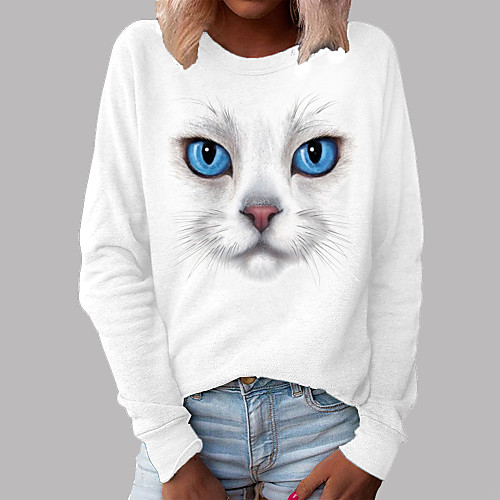 Women's Hoodie Sweatshirt Cat Graphic 3D Print Daily 3D Print Basic Casual Hoodies Sweatshirts White
Women's Hoodie Sweatshirt Cat Graphic 3D Print Daily 3D Print Basic Casual Hoodies Sweatshirts White