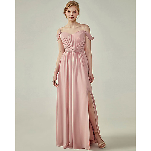 A-Line Spaghetti Strap Floor Length Chiffon Bridesmaid Dress with Sash / Ribbon / Ruching
A-Line Spaghetti Strap Floor Length Chiffon Bridesmaid Dress with Sash / Ribbon / Ruching