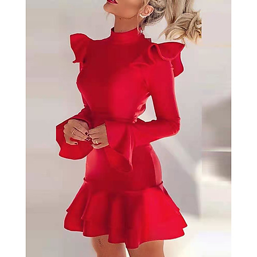 Women's Sheath Dress Short Mini Dress Red Long Sleeve Solid Color Backless Lace up Patchwork Fall Spring Turtleneck Sexy Party 2021 S M L XL
Women's Sheath Dress Short Mini Dress Red Long Sleeve Solid Color Backless Lace up Patchwork Fall Spring Turtleneck Sexy Party 2021 S M L XL
