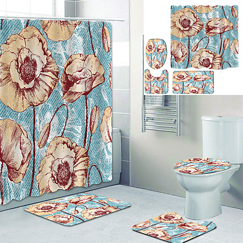 Vintage Flowers Printed Bathtub Curtain Liner Covered With Waterproof Fabric Shower Curtain For Bathroom Home Decoration With Hook Floor Mat And Four-piece Toilet Mat
Vintage Flowers Printed Bathtub Curtain Liner Covered With Waterproof Fabric Shower Curtain For Bathroom Home Decoration With Hook Floor Mat And Four-piece Toilet Mat