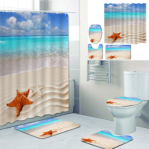 Sea View Beach Printed Bathtub Curtain Liner Covered With Waterproof Fabric Shower Curtain For Bathroom Home Decoration With Hook Floor Mat And Four-piece Toilet Mat
Sea View Beach Printed Bathtub Curtain Liner Covered With Waterproof Fabric Shower Curtain For Bathroom Home Decoration With Hook Floor Mat And Four-piece Toilet Mat