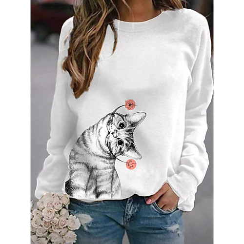 Women's Hoodie Sweatshirt Cartoon Cat Graphic Print Daily Other Prints Basic Casual Hoodies Sweatshirts Gray White
Women's Hoodie Sweatshirt Cartoon Cat Graphic Print Daily Other Prints Basic Casual Hoodies Sweatshirts Gray White
