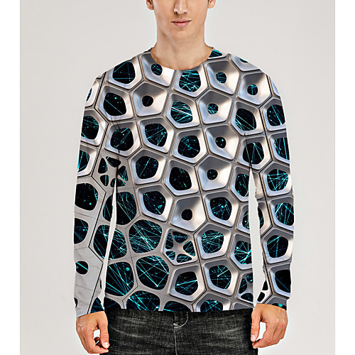 Men's T shirt Shirt 3D Print Graphic Optical Illusion 3D Print Long Sleeve Daily Tops Casual Round Neck Silver
Men's T shirt Shirt 3D Print Graphic Optical Illusion 3D Print Long Sleeve Daily Tops Casual Round Neck Silver
