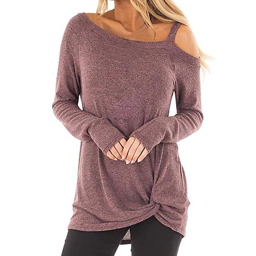 Women's Plus Size Blouse Shirt Plain Long Sleeve Patchwork Asymmetric Knotted Off Shoulder Basic Sexy Tops Black Purple Wine
Women's Plus Size Blouse Shirt Plain Long Sleeve Patchwork Asymmetric Knotted Off Shoulder Basic Sexy Tops Black Purple Wine
