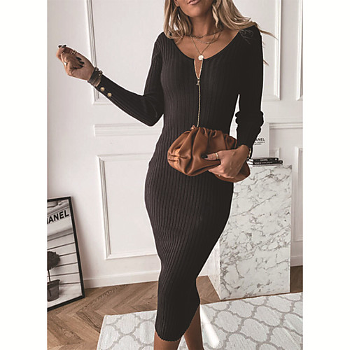 Women's Sheath Dress Midi Dress Black Long Sleeve Solid Color Fall Winter Casual Sexy Slim 2021 S M L XL XXL 3XL
Women's Sheath Dress Midi Dress Black Long Sleeve Solid Color Fall Winter Casual Sexy Slim 2021 S M L XL XXL 3XL