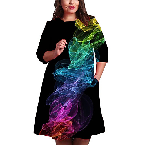 Women's Shift Dress Knee Length Dress 3/4 Length Sleeve Geometric Print Spring Summer Plus Size Casual 2021 Rainbow XXL 3XL 4XL 5XL 6XL
Women's Shift Dress Knee Length Dress 3/4 Length Sleeve Geometric Print Spring Summer Plus Size Casual 2021 Rainbow XXL 3XL 4XL 5XL 6XL