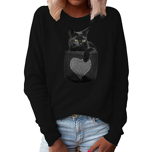 Women's Pullover Sweatshirt Cat Graphic 3D Daily Basic Casual Hoodies Sweatshirts Gray White Black
Women's Pullover Sweatshirt Cat Graphic 3D Daily Basic Casual Hoodies Sweatshirts Gray White Black