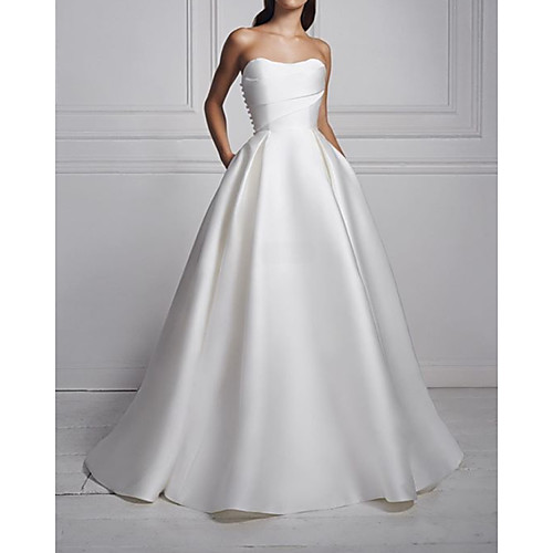 A-Line Wedding Dresses Strapless Floor Length Satin Sleeveless Simple with 2021
A-Line Wedding Dresses Strapless Floor Length Satin Sleeveless Simple with 2021
