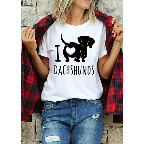 Women's T shirt Dog Graphic Text Print Round Neck Tops 100% Cotton Basic Basic Top White Black Green
Women's T shirt Dog Graphic Text Print Round Neck Tops 100% Cotton Basic Basic Top White Black Green
