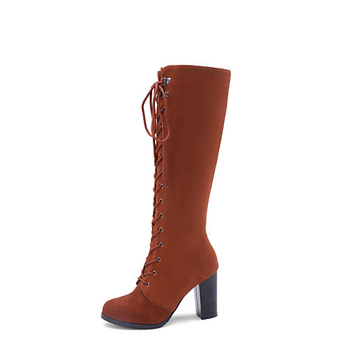 Women's Boots Chunky Heel Round Toe Knee High Boots Casual Daily Walking Shoes Nubuck Lace-up Solid Colored Winter Dark Brown Gray Black
Women's Boots Chunky Heel Round Toe Knee High Boots Casual Daily Walking Shoes Nubuck Lace-up Solid Colored Winter Dark Brown Gray Black