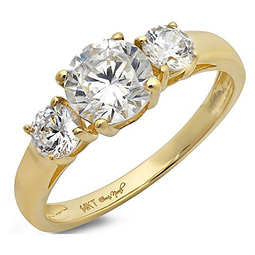 1.4 ct round cut solitaire three stone ring 14k yellow gold engagement wedding band, size 7.5
1.4 ct round cut solitaire three stone ring 14k yellow gold engagement wedding band, size 7.5