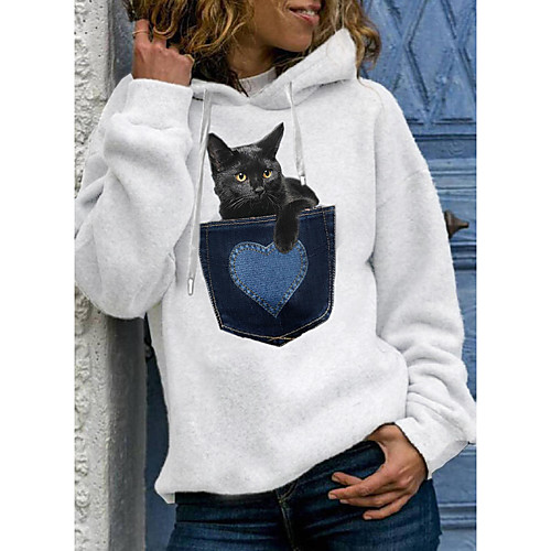 Women's Hoodie Pullover Cat Graphic 3D Daily Basic Casual Hoodies Sweatshirts Gray White Black
Women's Hoodie Pullover Cat Graphic 3D Daily Basic Casual Hoodies Sweatshirts Gray White Black