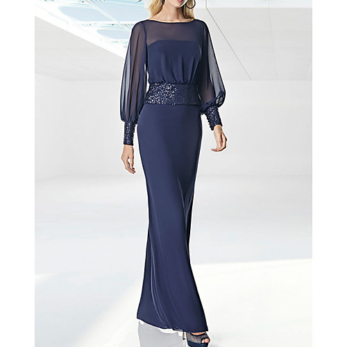 Sheath / Column Mother of the Bride Dress Elegant Jewel Neck Floor Length Chiffon Sequined Long Sleeve with Sash / Ribbon 2021
Sheath / Column Mother of the Bride Dress Elegant Jewel Neck Floor Length Chiffon Sequined Long Sleeve with Sash / Ribbon 2021