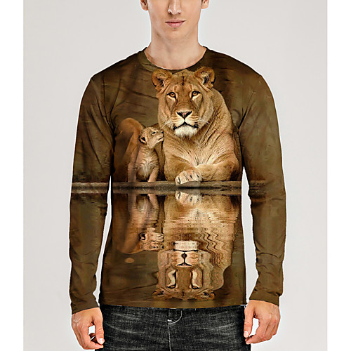 Men's T shirt Shirt 3D Print Graphic 3D Animal Print Long Sleeve Daily Tops Round Neck Khaki
Men's T shirt Shirt 3D Print Graphic 3D Animal Print Long Sleeve Daily Tops Round Neck Khaki