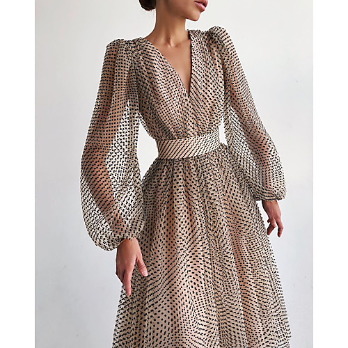 Women's A Line Dress Midi Dress Khaki White Black Long Sleeve Polka Dot Ruched Print Fall Winter V Neck Elegant Vintage Party vacation dresses Lantern Sleeve Puff Sleeve 2021 S M L XL
Women's A Line Dress Midi Dress Khaki White Black Long Sleeve Polka Dot Ruched Print Fall Winter V Neck Elegant Vintage Party vacation dresses Lantern Sleeve Puff Sleeve 2021 S M L XL