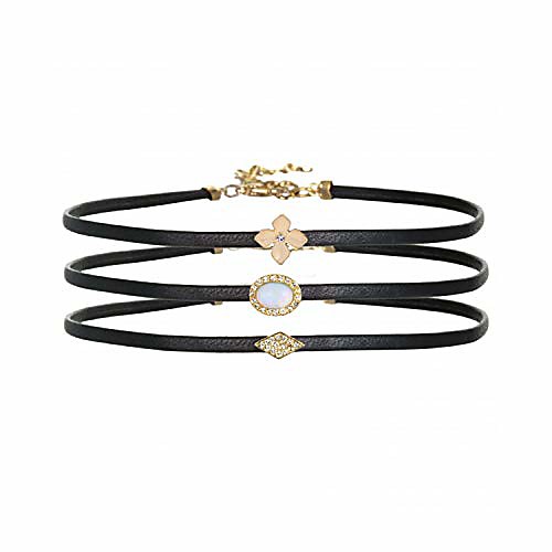 choker necklace for women, 3 pcs vintage black leather chocker necklace set with crystal/ flower/geometry connect for girls
choker necklace for women, 3 pcs vintage black leather chocker necklace set with crystal/ flower/geometry connect for girls