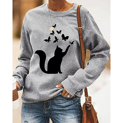 Women's Hoodie Sweatshirt Cat Graphic Butterfly Print Daily Other Prints Basic Casual Hoodies Sweatshirts Gray White
Women's Hoodie Sweatshirt Cat Graphic Butterfly Print Daily Other Prints Basic Casual Hoodies Sweatshirts Gray White