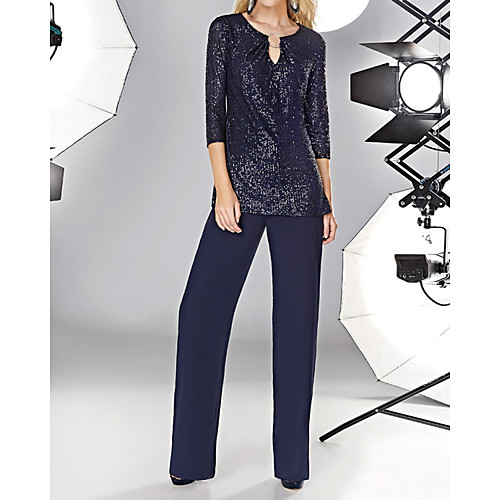 Two Piece Jumpsuits Mother of the Bride Dress Elegant Jewel Neck Floor Length Chiffon Sequined Half Sleeve with Sequin 2021
Two Piece Jumpsuits Mother of the Bride Dress Elegant Jewel Neck Floor Length Chiffon Sequined Half Sleeve with Sequin 2021