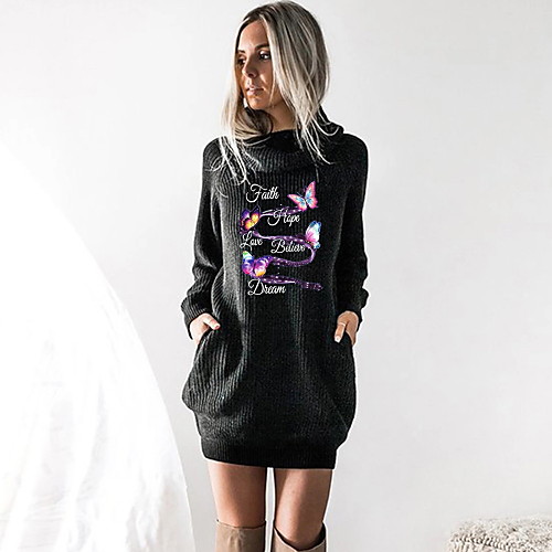Women's T shirt Dress Butterfly Graphic Prints Long Sleeve Cowl Neck Tops Black Wine Camel
Women's T shirt Dress Butterfly Graphic Prints Long Sleeve Cowl Neck Tops Black Wine Camel