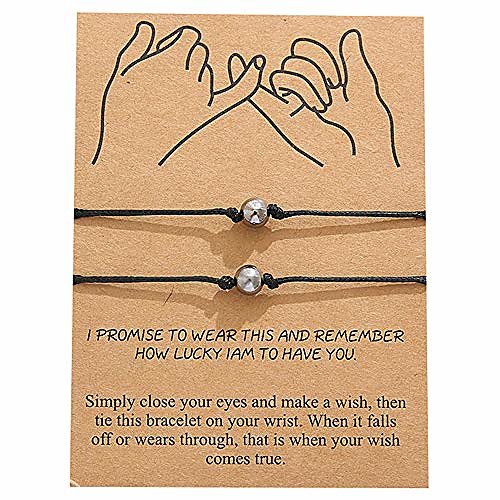 pinky promise distance bracelets adjustable white black beads charm black cord friendship match bracelets for best friends couple family (black white beads)
pinky promise distance bracelets adjustable white black beads charm black cord friendship match bracelets for best friends couple family (black white beads)