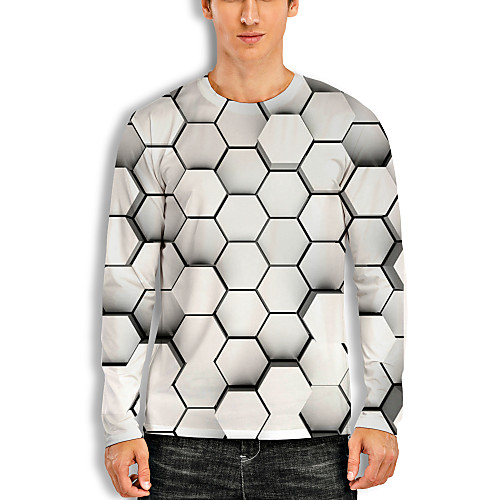 Men's T shirt 3D Print Graphic Optical Illusion 3D Print Long Sleeve Daily Tops Casual Gray / White
Men's T shirt 3D Print Graphic Optical Illusion 3D Print Long Sleeve Daily Tops Casual Gray / White
