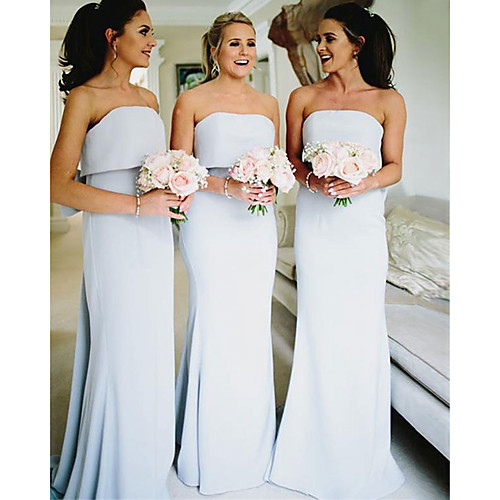 Mermaid / Trumpet Strapless Sweep / Brush Train Jersey Bridesmaid Dress with Bow(s) / Ruffles
Mermaid / Trumpet Strapless Sweep / Brush Train Jersey Bridesmaid Dress with Bow(s) / Ruffles