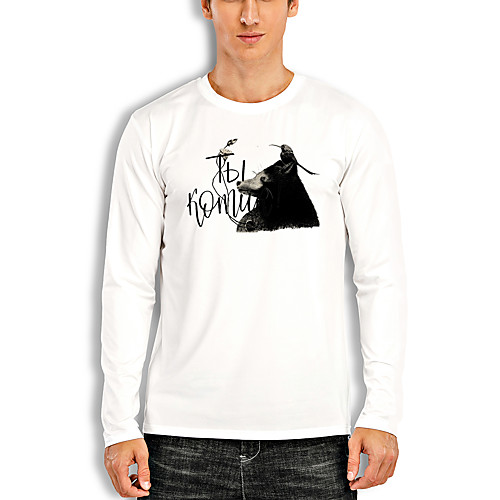 Men's T shirt Other Prints Graphic Animal Print Long Sleeve Daily Tops Cotton Basic White Black Red
Men's T shirt Other Prints Graphic Animal Print Long Sleeve Daily Tops Cotton Basic White Black Red