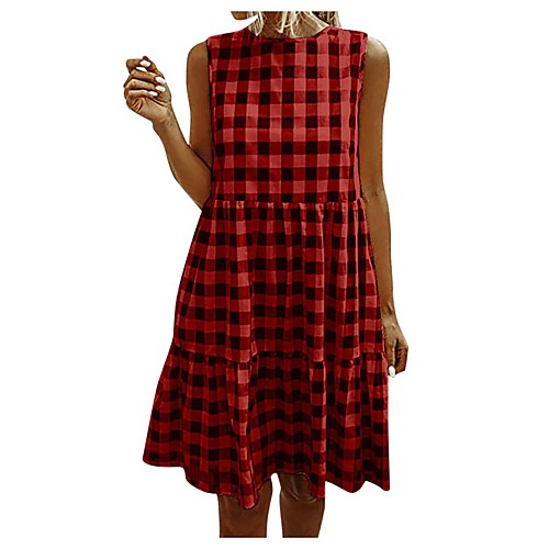 Women's Sheath Dress Knee Length Dress Yellow Khaki Dusty Blue Red Sleeveless Plaid Summer Round Neck Casual Linen S M L XL XXL
Women's Sheath Dress Knee Length Dress Yellow Khaki Dusty Blue Red Sleeveless Plaid Summer Round Neck Casual Linen S M L XL XXL