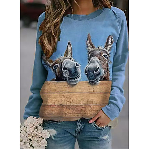 Women's 3D Printed T shirt Graphic 3D Donkey Long Sleeve Print Round Neck Basic Tops Blue
Women's 3D Printed T shirt Graphic 3D Donkey Long Sleeve Print Round Neck Basic Tops Blue