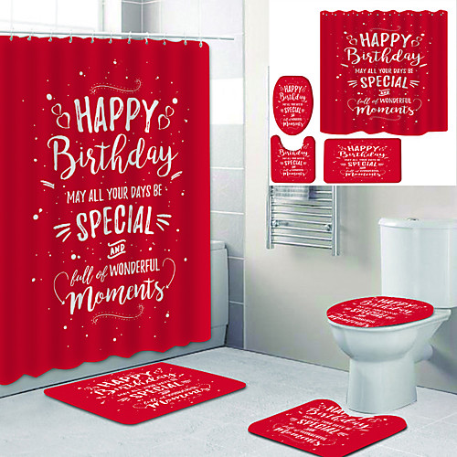 Red Christmas Printed Bathtub Curtain Liner Covered With Waterproof Fabric Shower Curtain For Bathroom Home Decoration With Hook Floor Mat And Four-piece Toilet Mat
Red Christmas Printed Bathtub Curtain Liner Covered With Waterproof Fabric Shower Curtain For Bathroom Home Decoration With Hook Floor Mat And Four-piece Toilet Mat