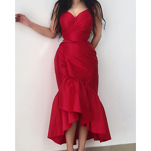 Sheath / Column Minimalist Sexy Engagement Cocktail Party Dress V Neck Sleeveless Asymmetrical Taffeta with Ruffles 2021
Sheath / Column Minimalist Sexy Engagement Cocktail Party Dress V Neck Sleeveless Asymmetrical Taffeta with Ruffles 2021