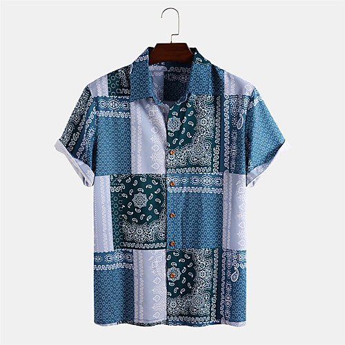 Men's Shirt Other Prints Lattice Floral Button-Down Print Short Sleeve Daily Tops Ethnic Style Casual Blue
Men's Shirt Other Prints Lattice Floral Button-Down Print Short Sleeve Daily Tops Ethnic Style Casual Blue
