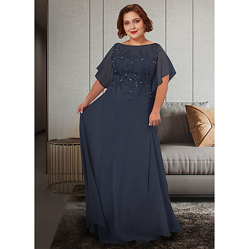 A-Line Mother of the Bride Dress Plus Size Elegant Jewel Neck Floor Length Chiffon Lace Half Sleeve with Appliques 2021
A-Line Mother of the Bride Dress Plus Size Elegant Jewel Neck Floor Length Chiffon Lace Half Sleeve with Appliques 2021