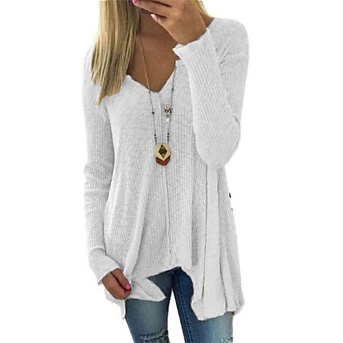 Women's Casual Solid Colored Pullover Long Sleeve Long Sweater Cardigans Deep V Fall Spring White Black Blue
Women's Casual Solid Colored Pullover Long Sleeve Long Sweater Cardigans Deep V Fall Spring White Black Blue