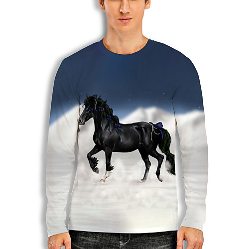 Men's T shirt 3D Print Graphic Horse Animal Print Long Sleeve Daily Tops Basic Casual Blue / White
Men's T shirt 3D Print Graphic Horse Animal Print Long Sleeve Daily Tops Basic Casual Blue / White