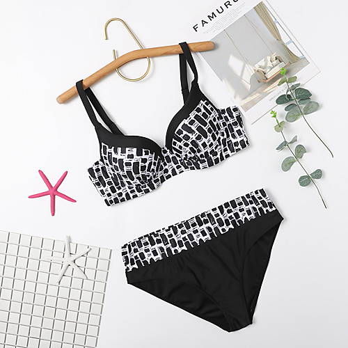 Women's Bikini Tankini Swimsuit Racerback Open Back Print Color Block Black Swimwear Padded Strap Bathing Suits New Fashion Cute / 2 Piece / Tattoo / Padded Bras / Slim
Women's Bikini Tankini Swimsuit Racerback Open Back Print Color Block Black Swimwear Padded Strap Bathing Suits New Fashion Cute / 2 Piece / Tattoo / Padded Bras / Slim