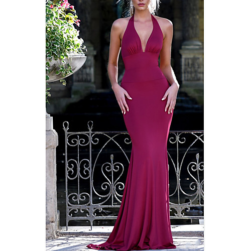 Mermaid / Trumpet Beautiful Back Sexy Wedding Guest Formal Evening Dress Halter Neck Sleeveless Sweep / Brush Train Spandex with Bow(s) 2021
Mermaid / Trumpet Beautiful Back Sexy Wedding Guest Formal Evening Dress Halter Neck Sleeveless Sweep / Brush Train Spandex with Bow(s) 2021