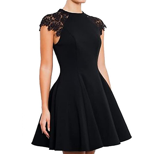A-Line Little Black Dress Minimalist Homecoming Cocktail Party Dress Jewel Neck Short Sleeve Short / Mini Stretch Satin with Appliques 2021
A-Line Little Black Dress Minimalist Homecoming Cocktail Party Dress Jewel Neck Short Sleeve Short / Mini Stretch Satin with Appliques 2021