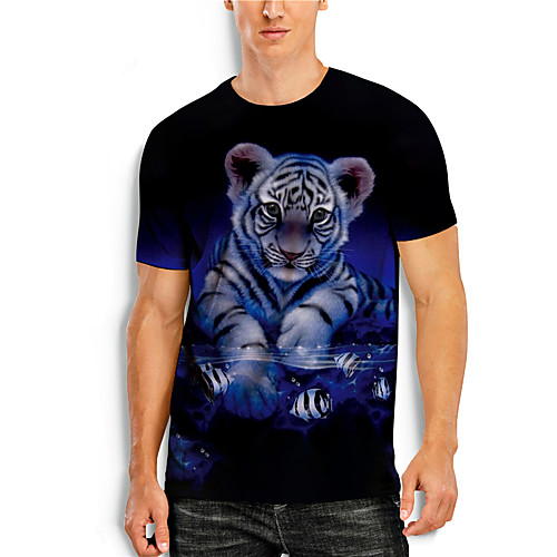 Men's T shirt 3D Print 3D Tiger Animal 3D Print Short Sleeve Daily Tops Casual Blue
Men's T shirt 3D Print 3D Tiger Animal 3D Print Short Sleeve Daily Tops Casual Blue