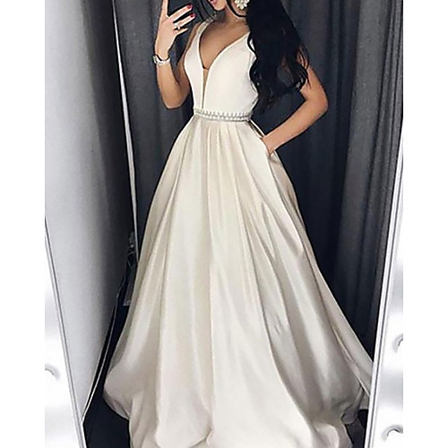 A-Line Minimalist Elegant Engagement Formal Evening Dress V Neck Sleeveless Floor Length Satin with Pleats 2021
A-Line Minimalist Elegant Engagement Formal Evening Dress V Neck Sleeveless Floor Length Satin with Pleats 2021