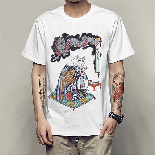 Men's T shirt 3D Print Cat Graphic Animal Print Short Sleeve Daily Tops Ethnic Style Casual Round Neck White / Summer
Men's T shirt 3D Print Cat Graphic Animal Print Short Sleeve Daily Tops Ethnic Style Casual Round Neck White / Summer