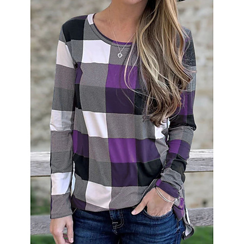 Women's Plus Size Blouse Plaid Check Color Block Long Sleeve Patchwork Print Round Neck Basic Tops Black Blue Purple
Women's Plus Size Blouse Plaid Check Color Block Long Sleeve Patchwork Print Round Neck Basic Tops Black Blue Purple