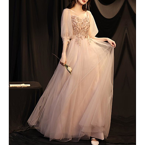 A-Line Glittering Vintage Engagement Formal Evening Dress Scoop Neck Half Sleeve Floor Length Tulle with Pleats Sequin 2021
A-Line Glittering Vintage Engagement Formal Evening Dress Scoop Neck Half Sleeve Floor Length Tulle with Pleats Sequin 2021