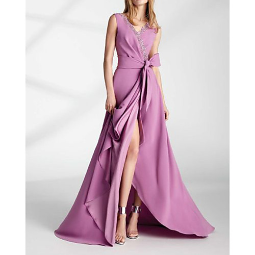 A-Line Elegant Sexy Wedding Guest Formal Evening Dress V Neck Sleeveless Floor Length Chiffon with Sash / Ribbon Split 2021
A-Line Elegant Sexy Wedding Guest Formal Evening Dress V Neck Sleeveless Floor Length Chiffon with Sash / Ribbon Split 2021