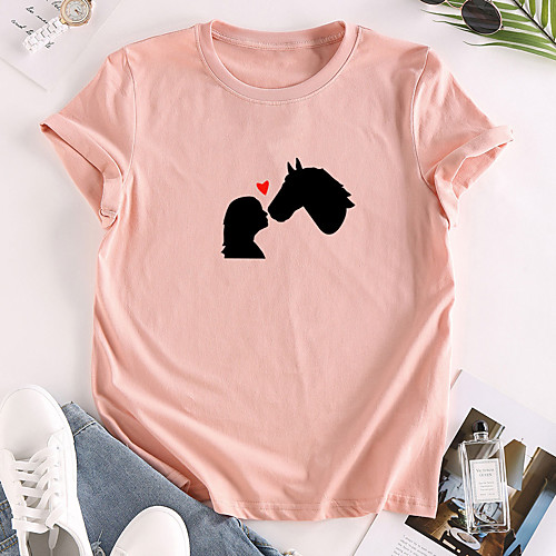 Women's T shirt Graphic Heart Print Round Neck Tops 100% Cotton Basic Basic Top White Yellow Blushing Pink
Women's T shirt Graphic Heart Print Round Neck Tops 100% Cotton Basic Basic Top White Yellow Blushing Pink
